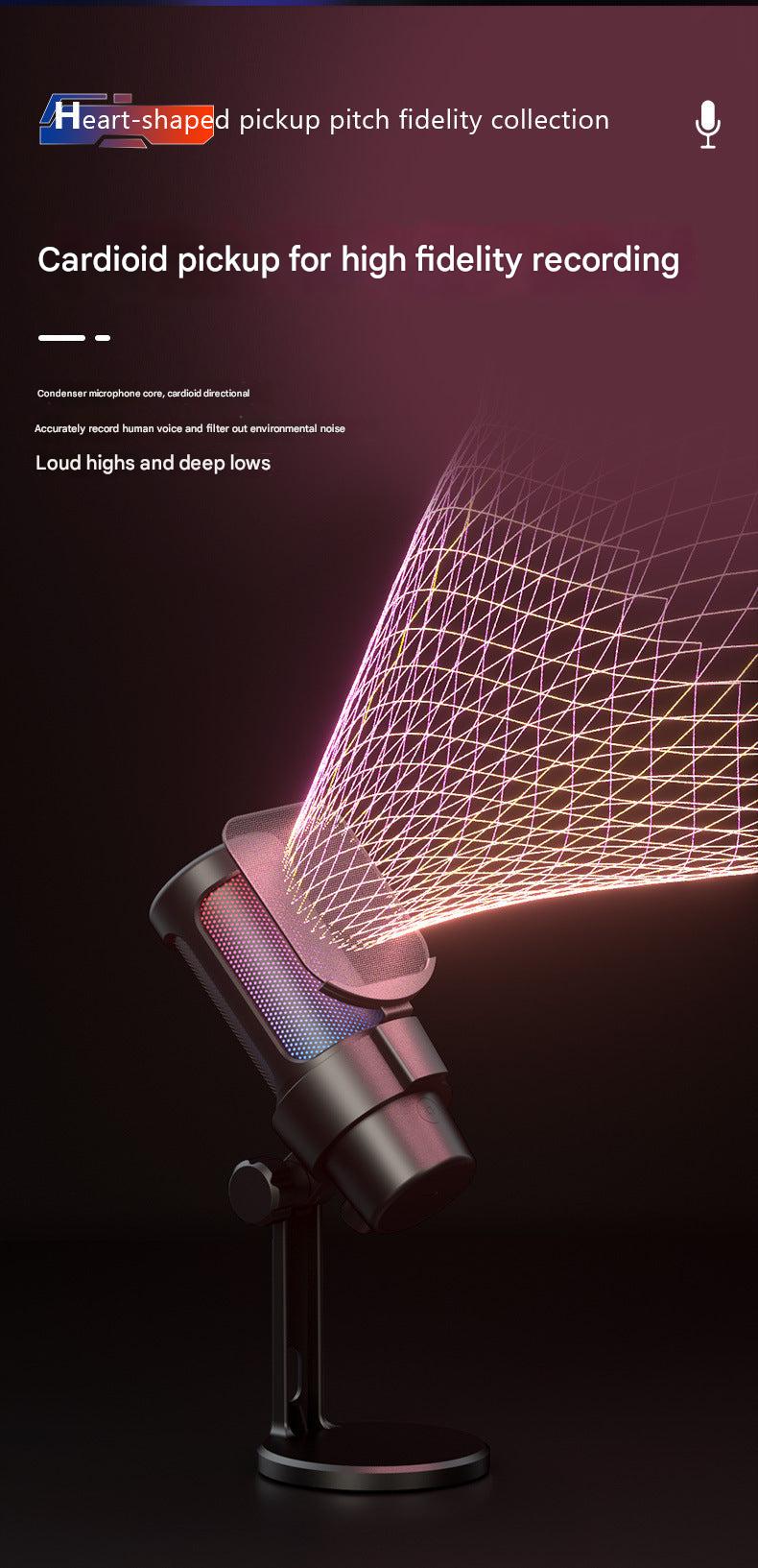 USB Live Streaming Microphone with Colorful Lights image 9