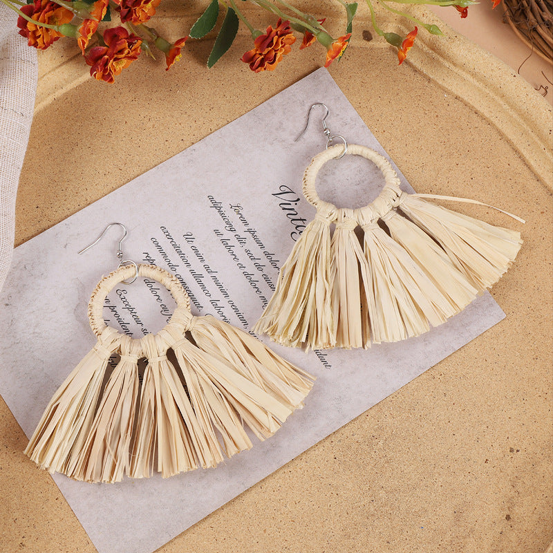 Handcrafted rattan earrings for stylish women