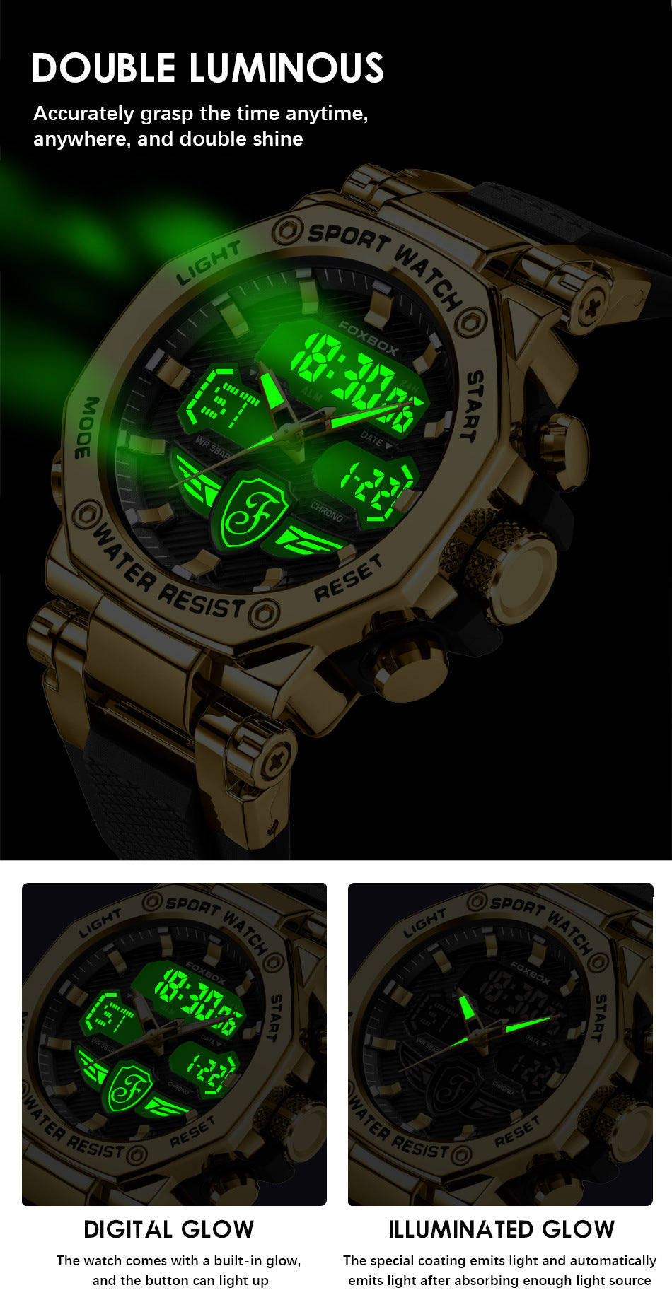 Zinc alloy case digital watch on wrist