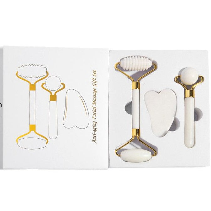 Premium jade roller set with gua sha for facial massage
